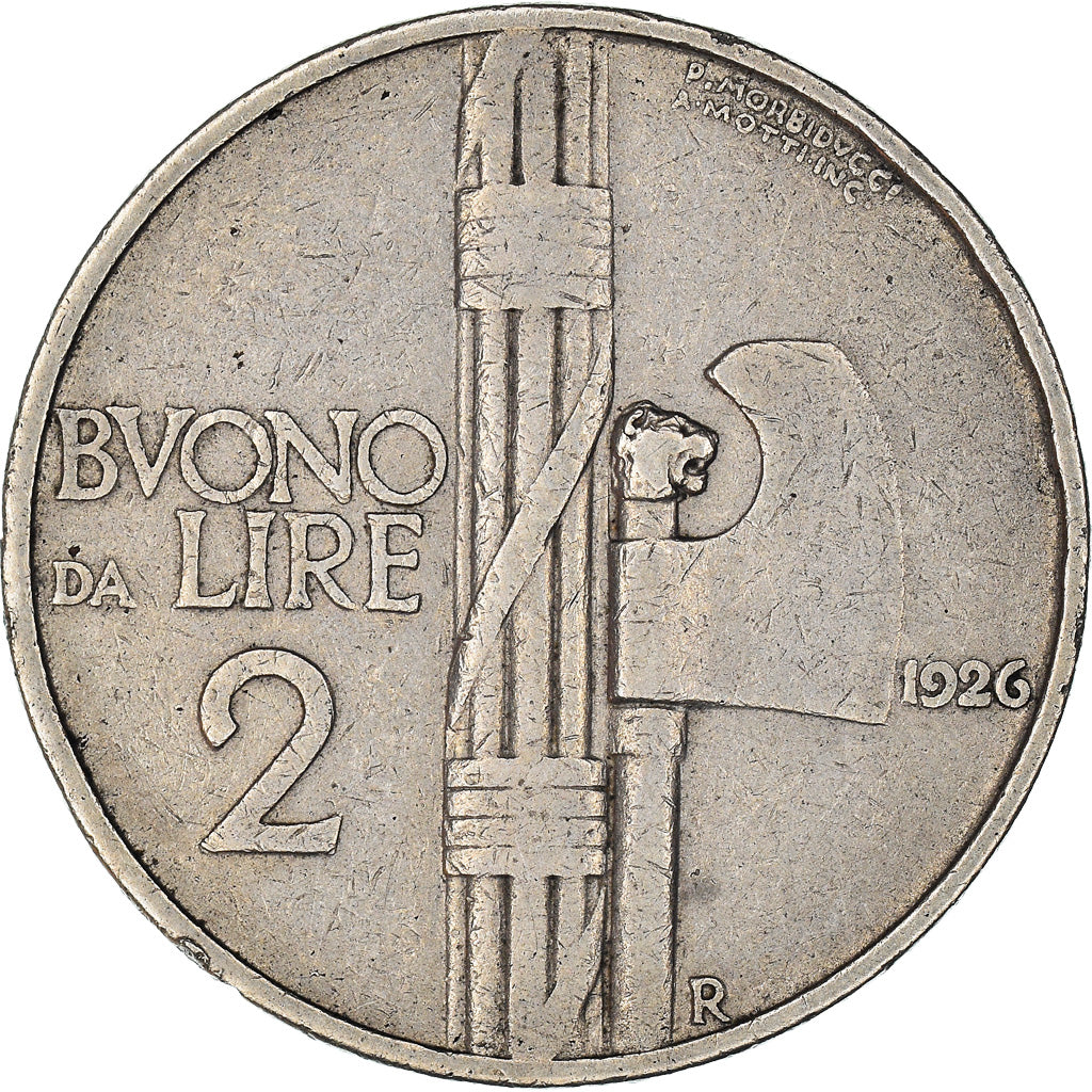 Moneda, Italia, Vittorio Emanuele III, 2 Lire, 1926, Rome, BC+, Níquel, KM:63
