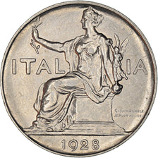 Coin, Italy, Vittorio Emanuele III, Lira, 1928, Rome, AU(55-58), Nickel, KM:62
