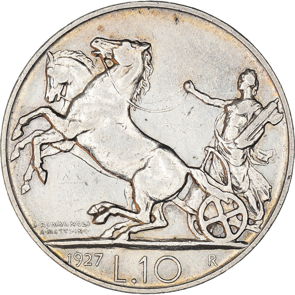 Coin, Italy, Vittorio Emanuele III, 10 Lire, 1927, Rome, AU(50-53), Silver