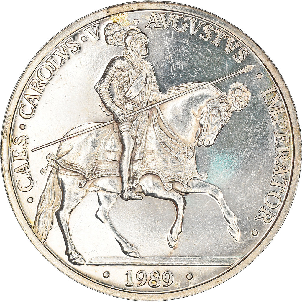 Coin, Spain, Juan Carlos I, 5 Ecu, 1989, Madrid, AU(55-58), Silver, KM:M24