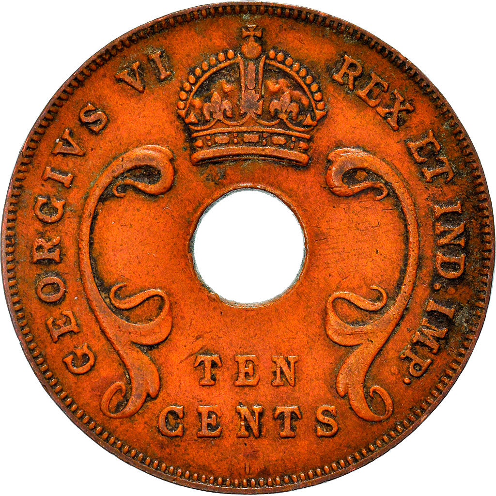 EAST AFRICA, George VI, 10 Cents, 1941, EF(40-45), Bronze, KM:26.1