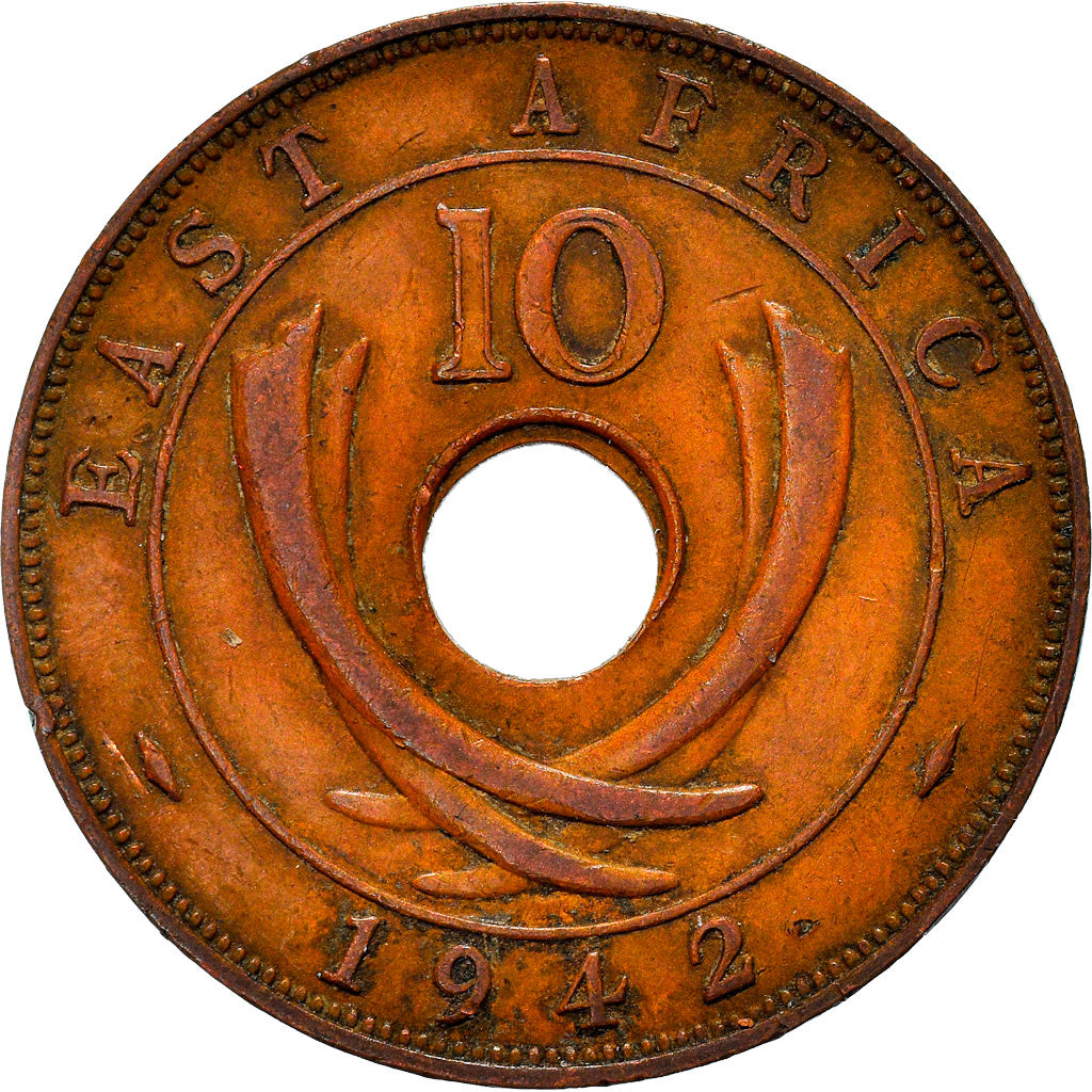 Coin, EAST AFRICA, George VI, 10 Cents, 1942, EF(40-45), Bronze, KM:26.2