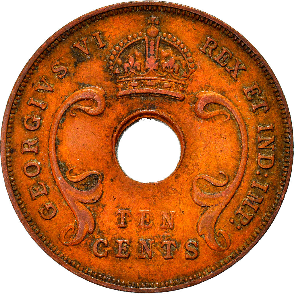 Coin, EAST AFRICA, George VI, 10 Cents, 1942, EF(40-45), Bronze, KM:26.2