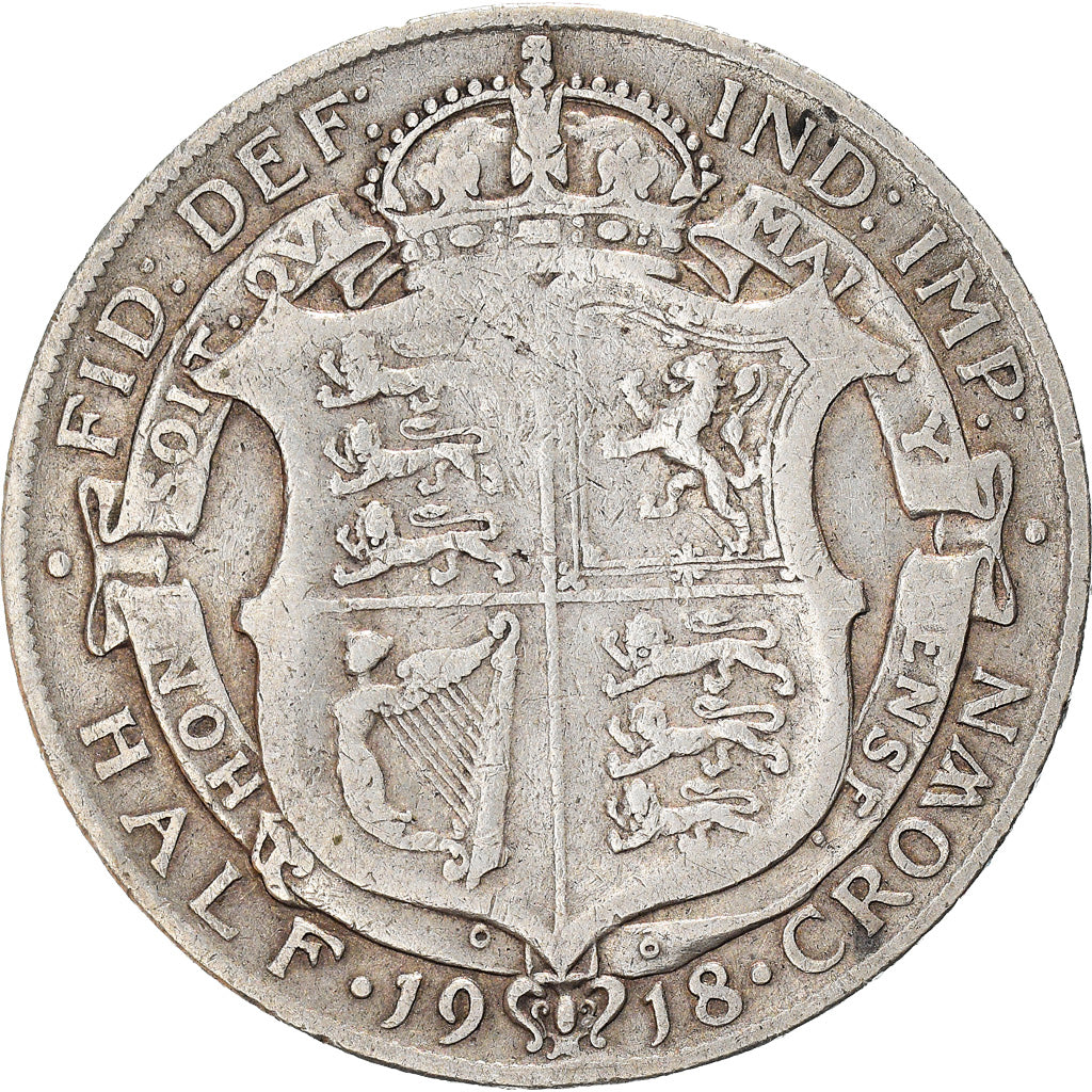 Coin, Great Britain, George V, 1/2 Crown, 1918, VF(30-35), Silver, KM:818.1