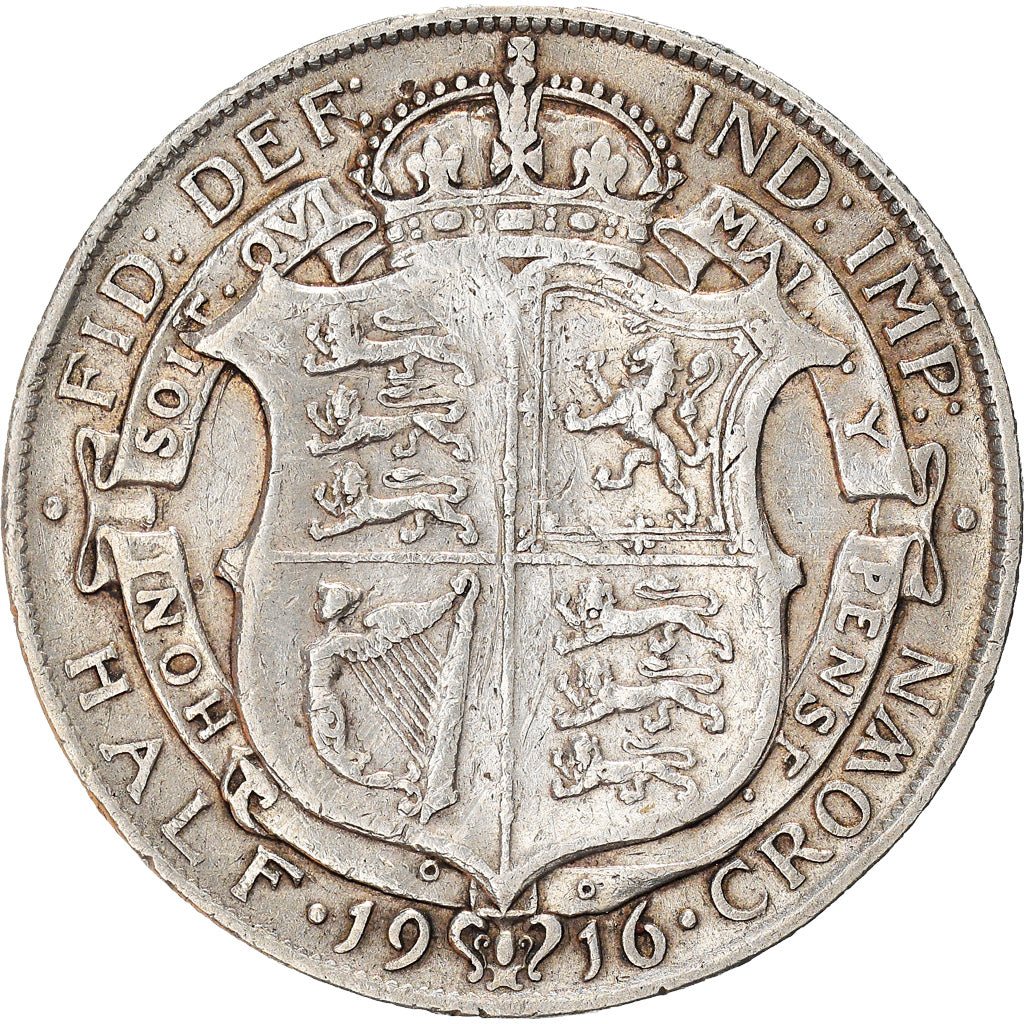 Coin, Great Britain, George V, 1/2 Crown, 1916, EF(40-45), Silver, KM:818.1