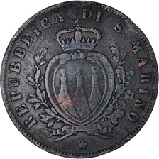 Coin, San Marino, 5 Centesimi, 1869, Rome, VF(30-35), Copper, KM:1