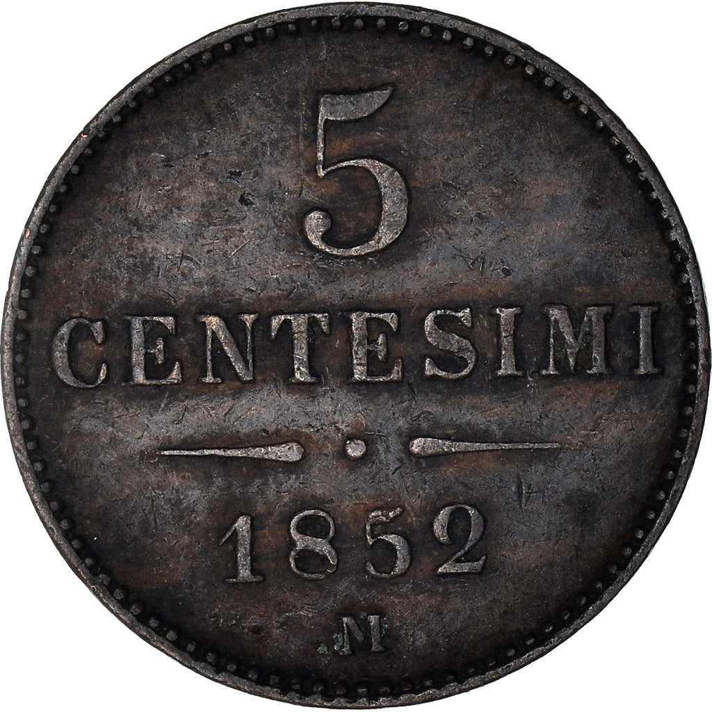Coin, ITALIAN STATES, LOMBARDY-VENETIA, 5 Centesimi, 1852, Milan, EF(40-45)