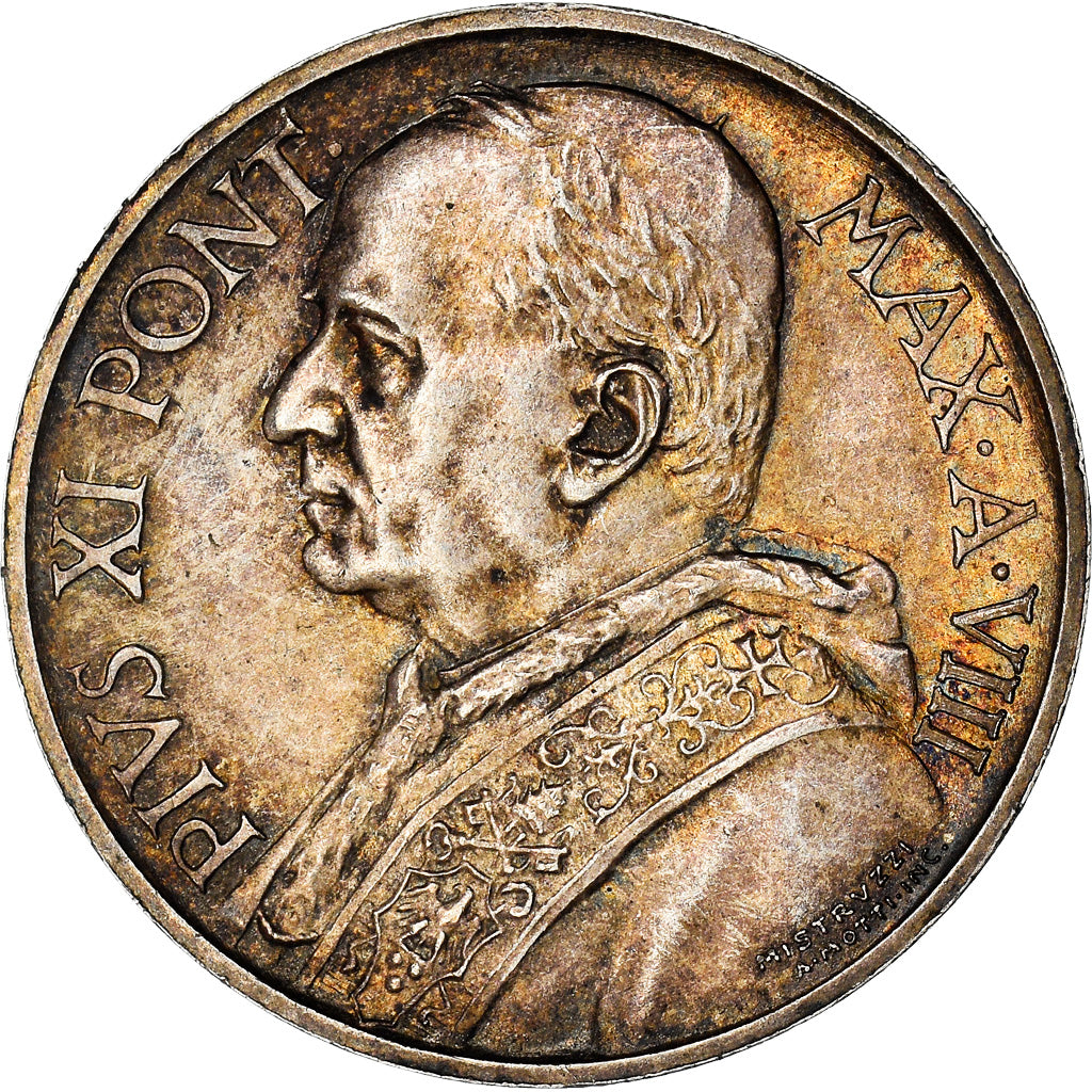 Coin, VATICAN CITY, Pius XI, 5 Lire, 1929, Roma, AU(55-58), Silver, KM:7