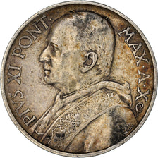 Coin, VATICAN CITY, Pius XI, 5 Lire, 1931, Roma, AU(50-53), Silver, KM:7