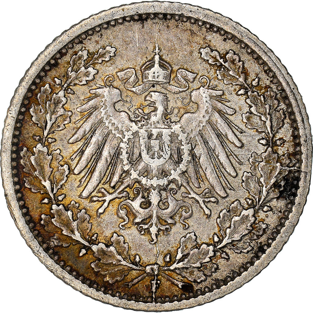 Munten, DUITSLAND - KEIZERRIJK, 1/2 Mark, 1913, Stuttgart, PR, Zilver, KM:17