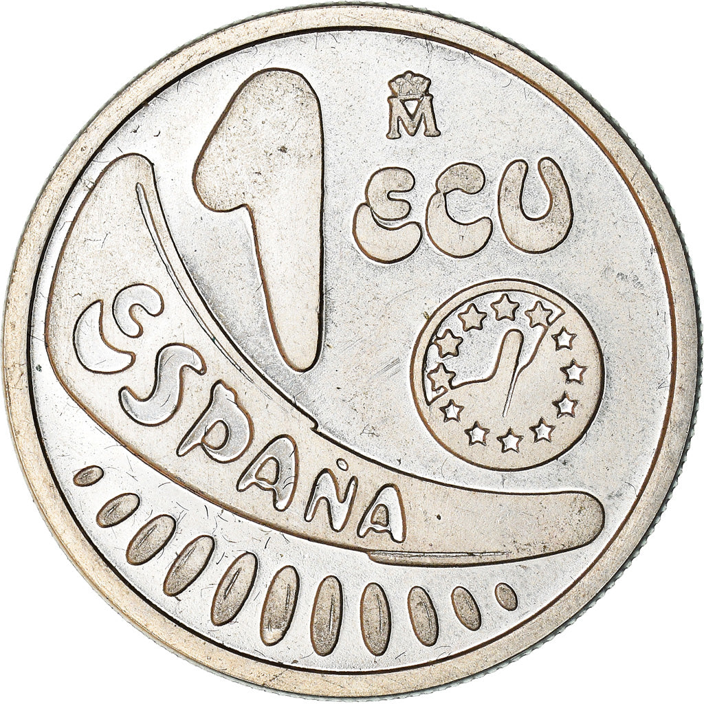 Coin, Spain, Juan Carlos I, Ecu, 1989, Madrid, AU(55-58), Silver, KM:M23
