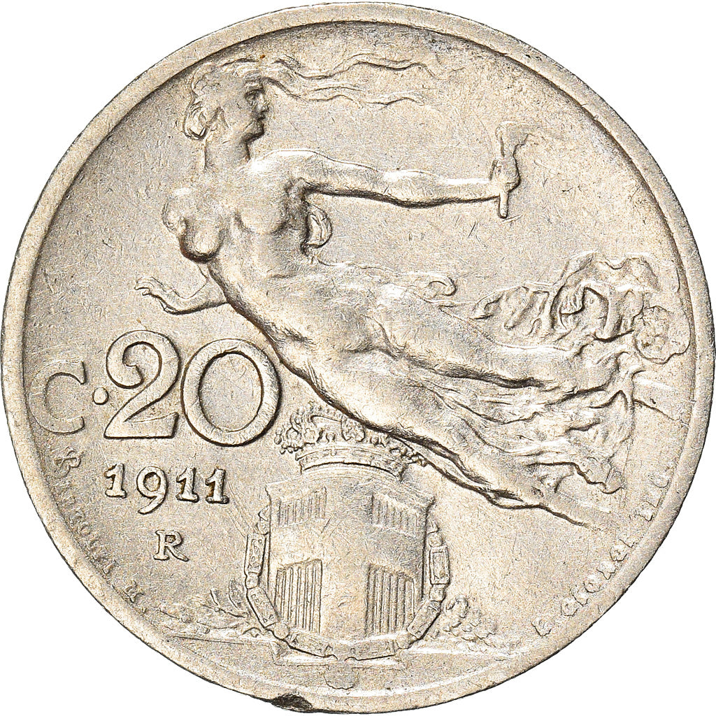 Coin, Italy, Vittorio Emanuele III, 20 Centesimi, 1911, Rome, EF(40-45), Nickel