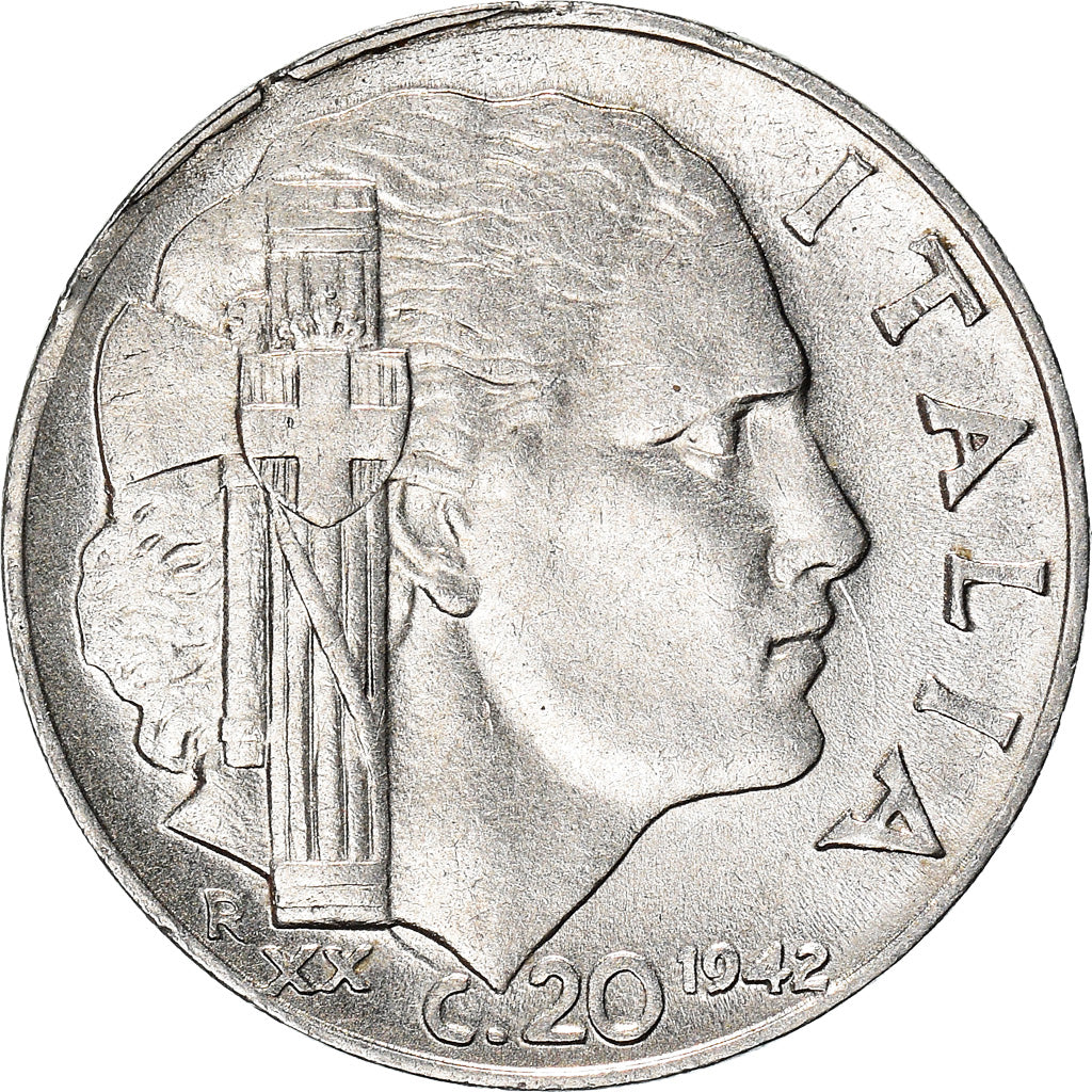 Coin, Italy, Vittorio Emanuele III, 20 Centesimi, 1942, Rome, AU(55-58)