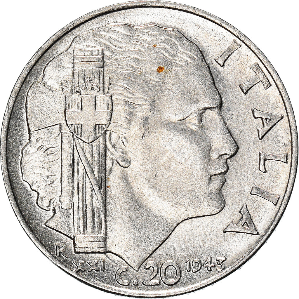 Coin, Italy, Vittorio Emanuele III, 20 Centesimi, 1943, Rome, AU(50-53)
