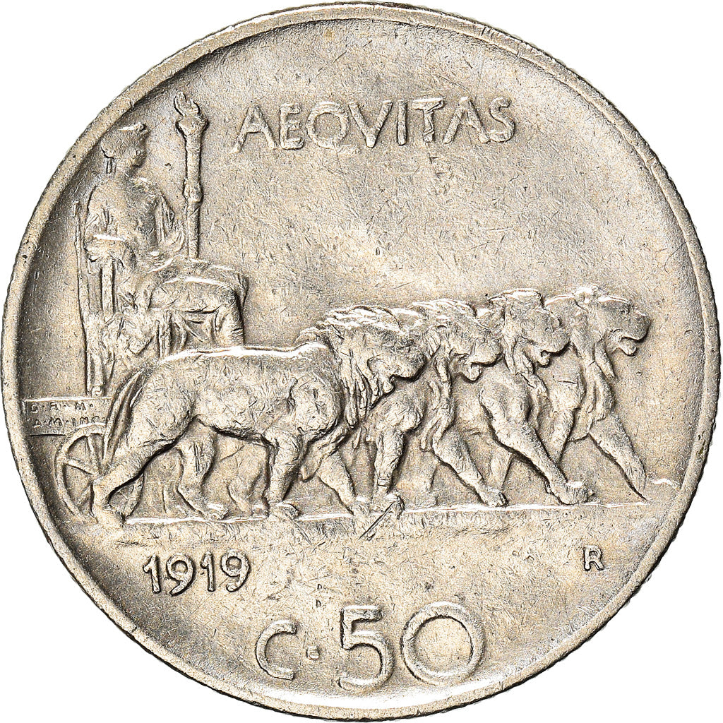 Coin, Italy, Vittorio Emanuele III, 50 Centesimi, 1919, Rome, EF(40-45), Nickel