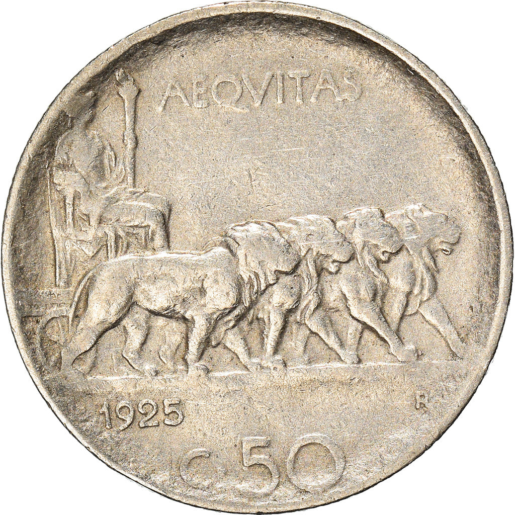 Moneta, Italia, Vittorio Emanuele III, 50 Centesimi, 1925, Rome, MB, Nichel