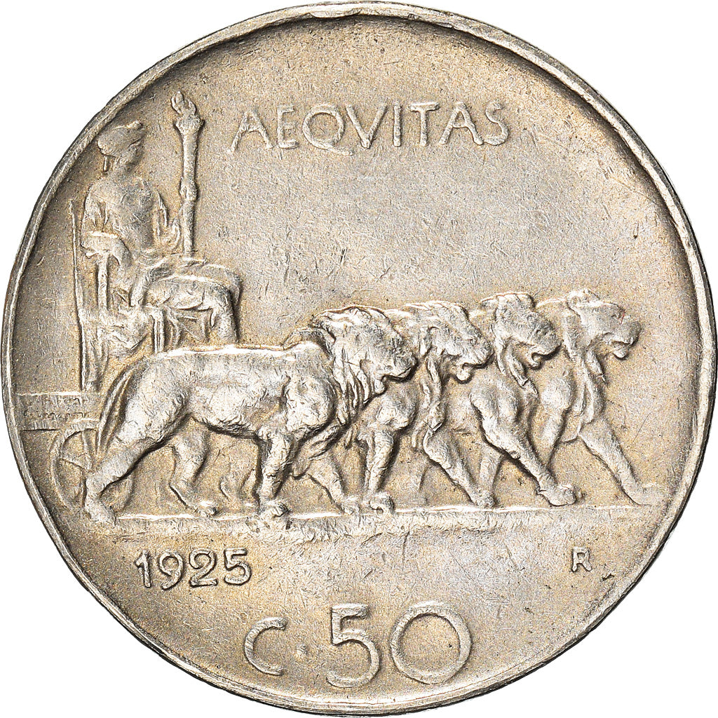 Monnaie, Italie, Vittorio Emanuele III, 50 Centesimi, 1925, Rome, TB, Nickel