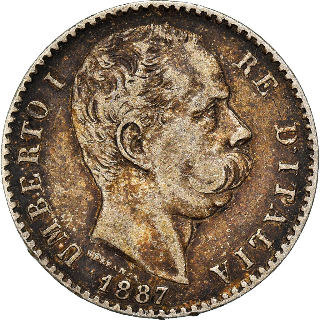 Coin, Italy, Umberto I, 2 Lire, 1887, Rome, EF(40-45), Silver, KM:23