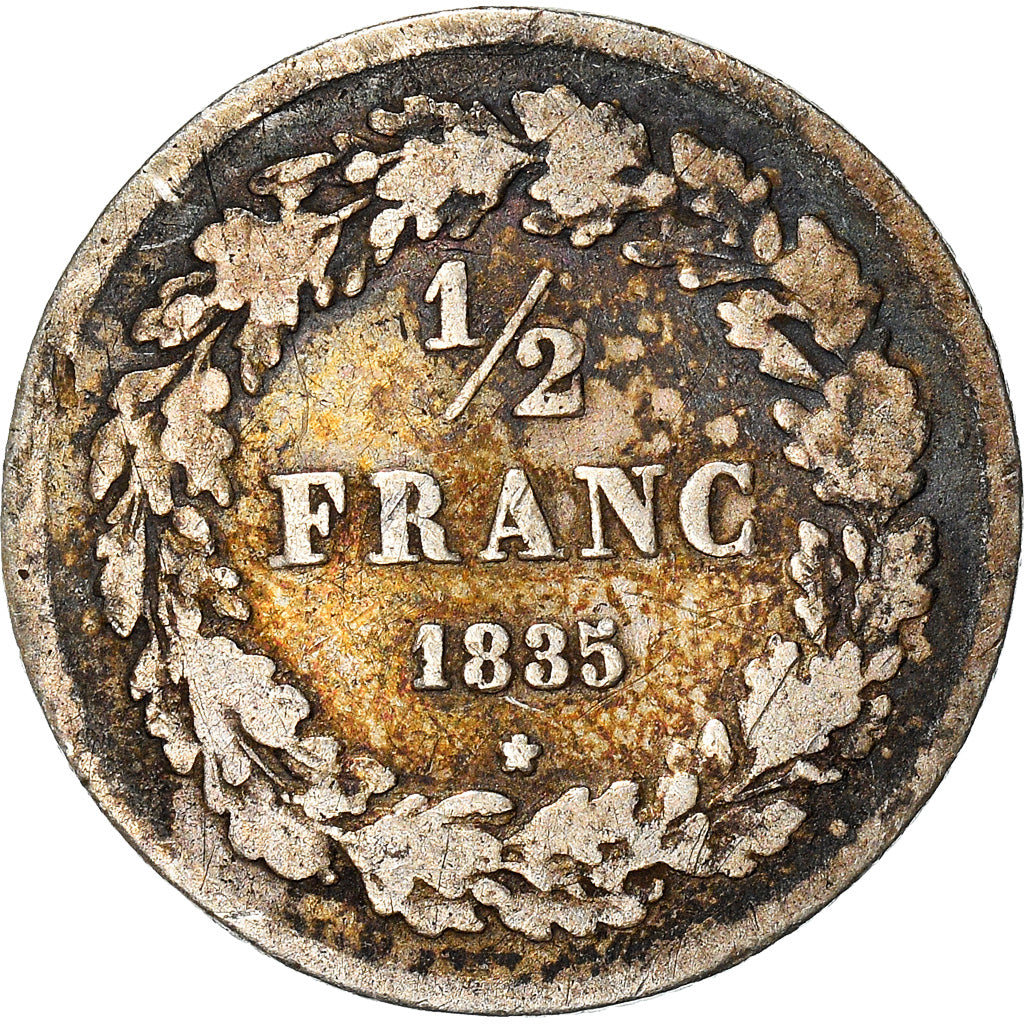 Coin, Belgium, Leopold I, 1/2 Franc, 1835, Brussels, VF(20-25), Silver, KM:6