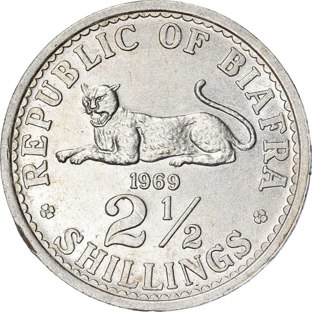 Coin, Biafra, 2-1/2 Shilling, 1969, AU(55-58), Aluminum, KM:4