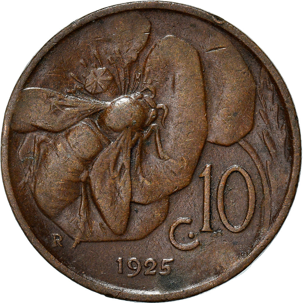 Coin, Italy, Vittorio Emanuele III, 10 Centesimi, 1925, Rome, AU(50-53), Bronze