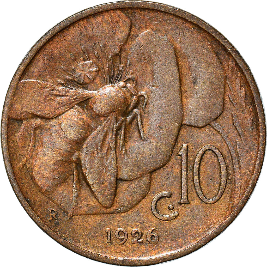 Coin, Italy, Vittorio Emanuele III, 10 Centesimi, 1926, Rome, VF(30-35), Bronze