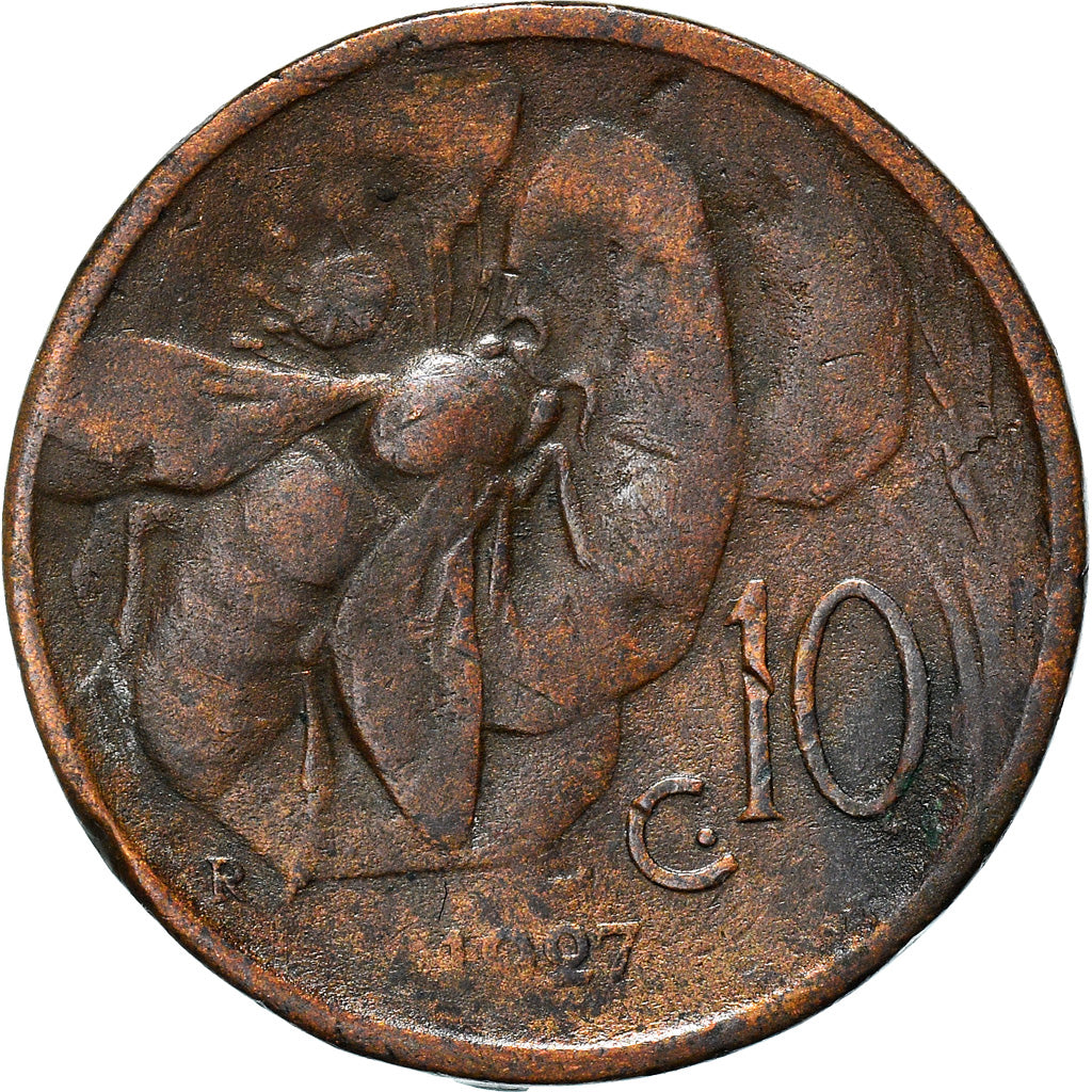 Munten, Italië, Vittorio Emanuele III, 10 Centesimi, 1927, Rome, FR+, Bronze