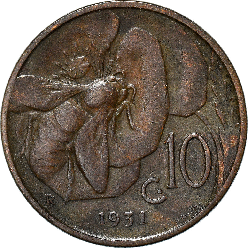 Monnaie, Italie, Vittorio Emanuele III, 10 Centesimi, 1931, Rome, TB, Bronze