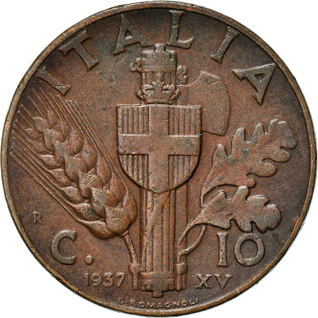 Monnaie, Italie, Vittorio Emanuele III, 10 Centesimi, 1937, Rome, TTB, Cuivre