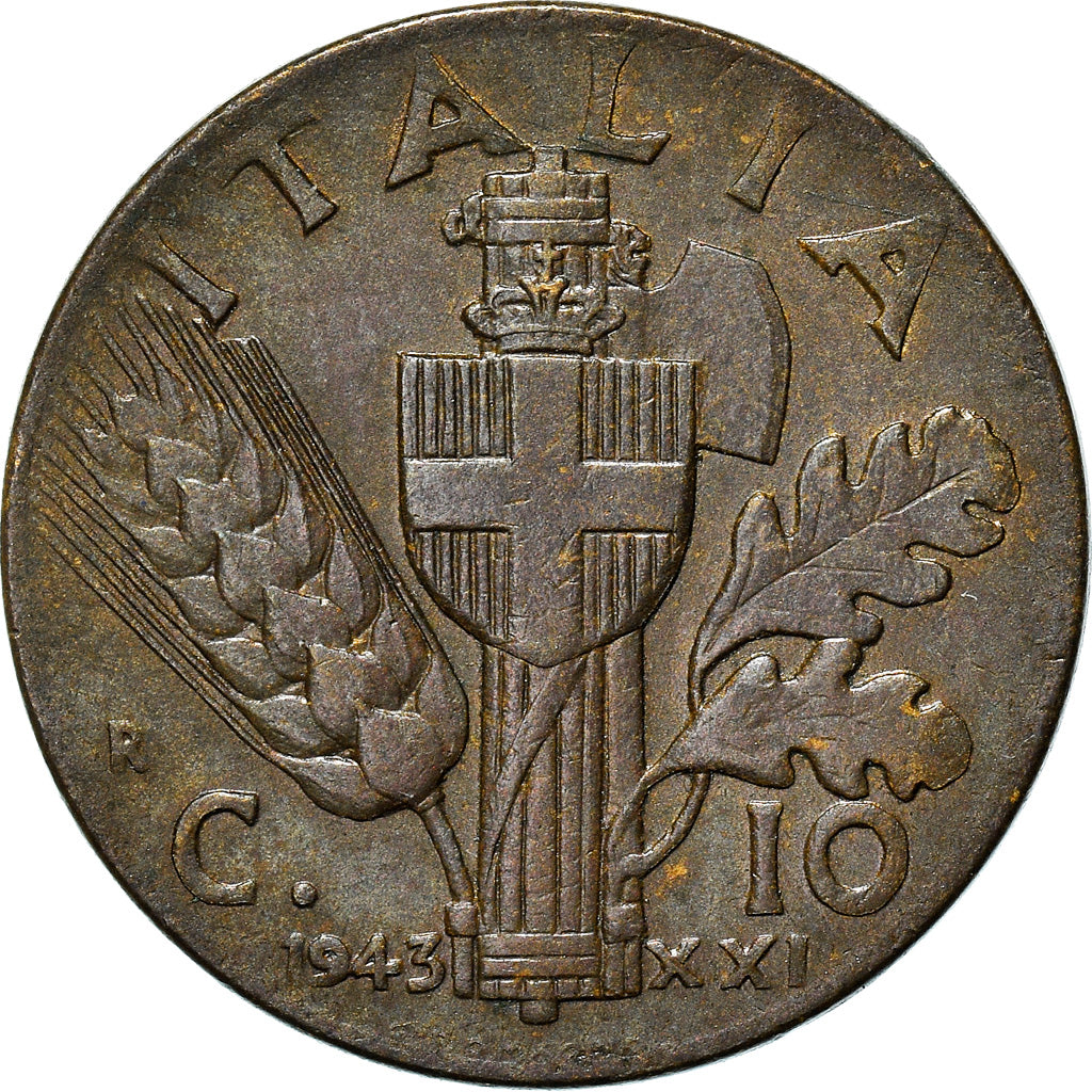 Coin, Italy, Vittorio Emanuele III, 10 Centesimi, 1943, Rome, EF(40-45)
