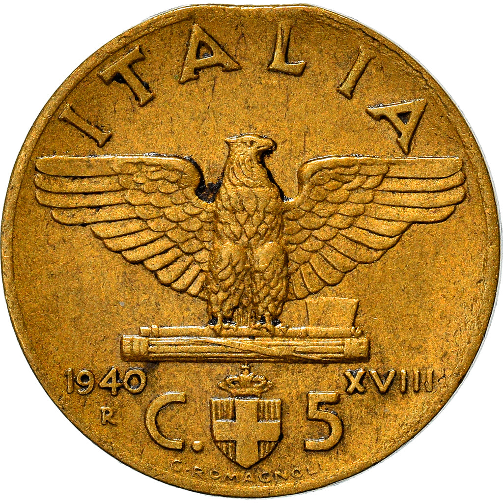 Coin, Italy, Vittorio Emanuele III, 5 Centesimi, 1940, Rome, EF(40-45)