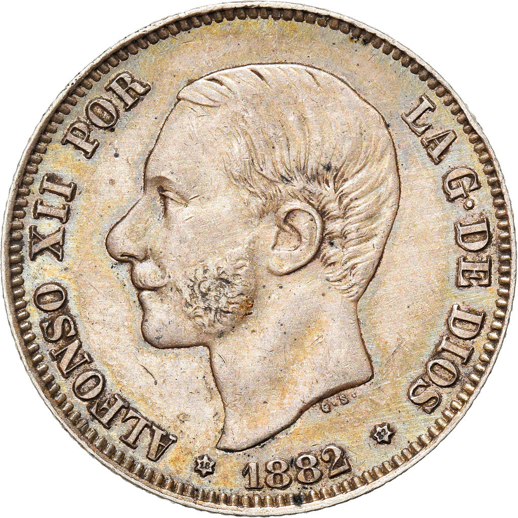 Coin, Spain, Alfonso XII, 2 Pesetas, 1882, Madrid, MS(60-62), Silver, KM:678.2