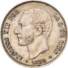 Coin, Spain, Alfonso XII, 2 Pesetas, 1882, Madrid, MS(60-62), Silver, KM:678.2