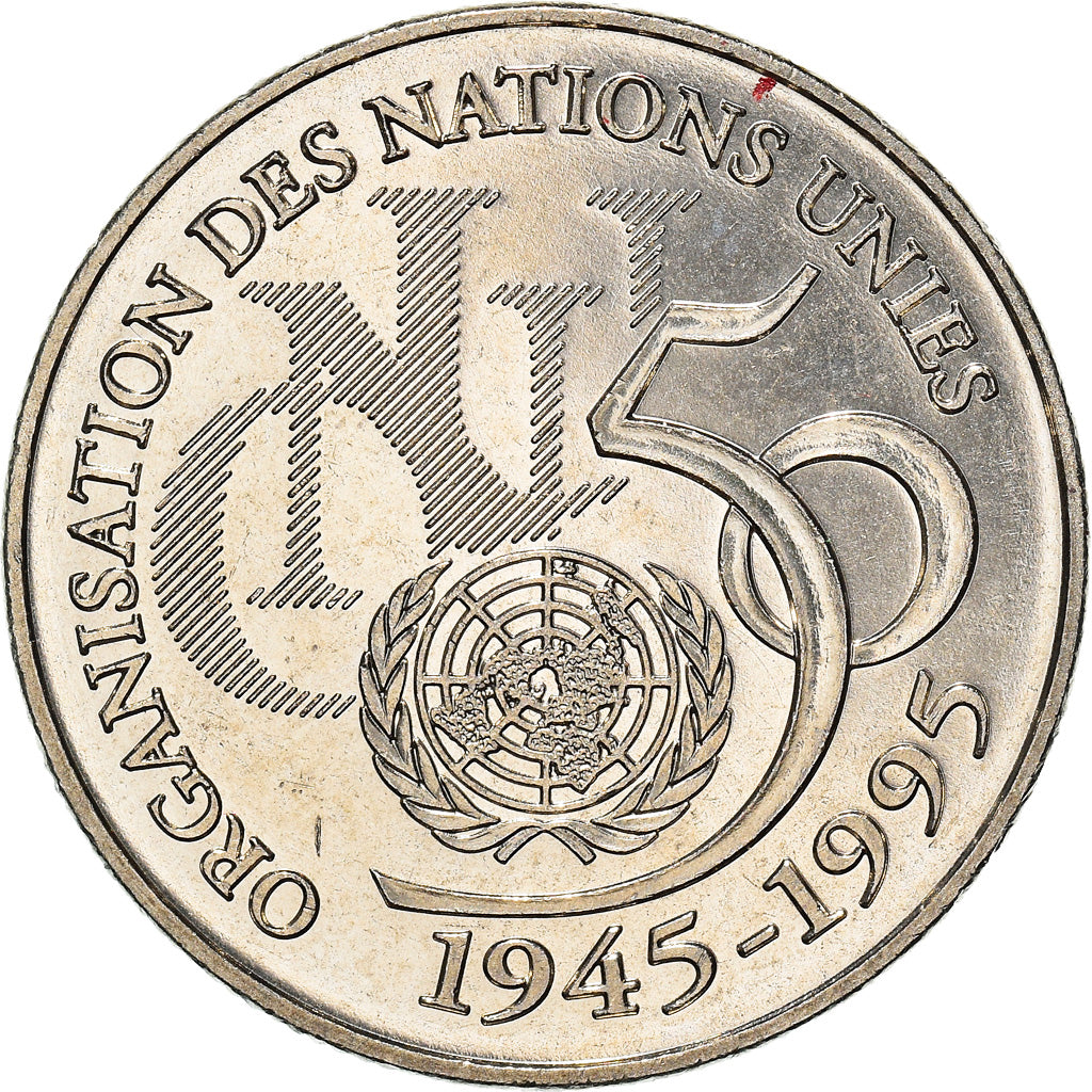 Coin, France, ONU, 5 Francs, 1995, Paris, MS(60-62), Silver, KM:1118, Le