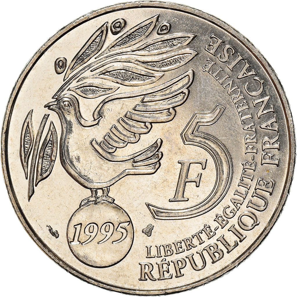 Coin, France, ONU, 5 Francs, 1995, Paris, MS(60-62), Silver, KM:1118, Le