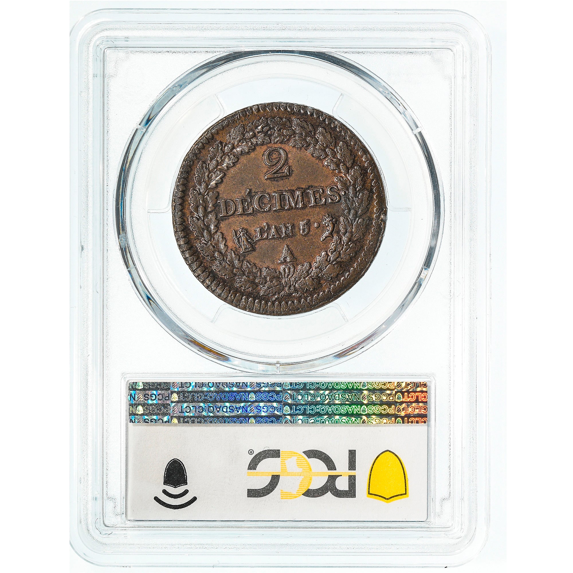 Monnaie, France, Dupré, 2 Décimes, 1796, Paris, PCGS, MS62BN, SUP+, Bronze