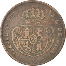 Spain, 1/2 Réal, 1852, KM #591.3, VF(20-25), Copper, 19.39