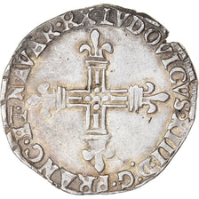 Munten, Frankrijk, Louis XIII, 1/4 Ecu de Béarn, 1616, Morlaas, ZF, Zilver