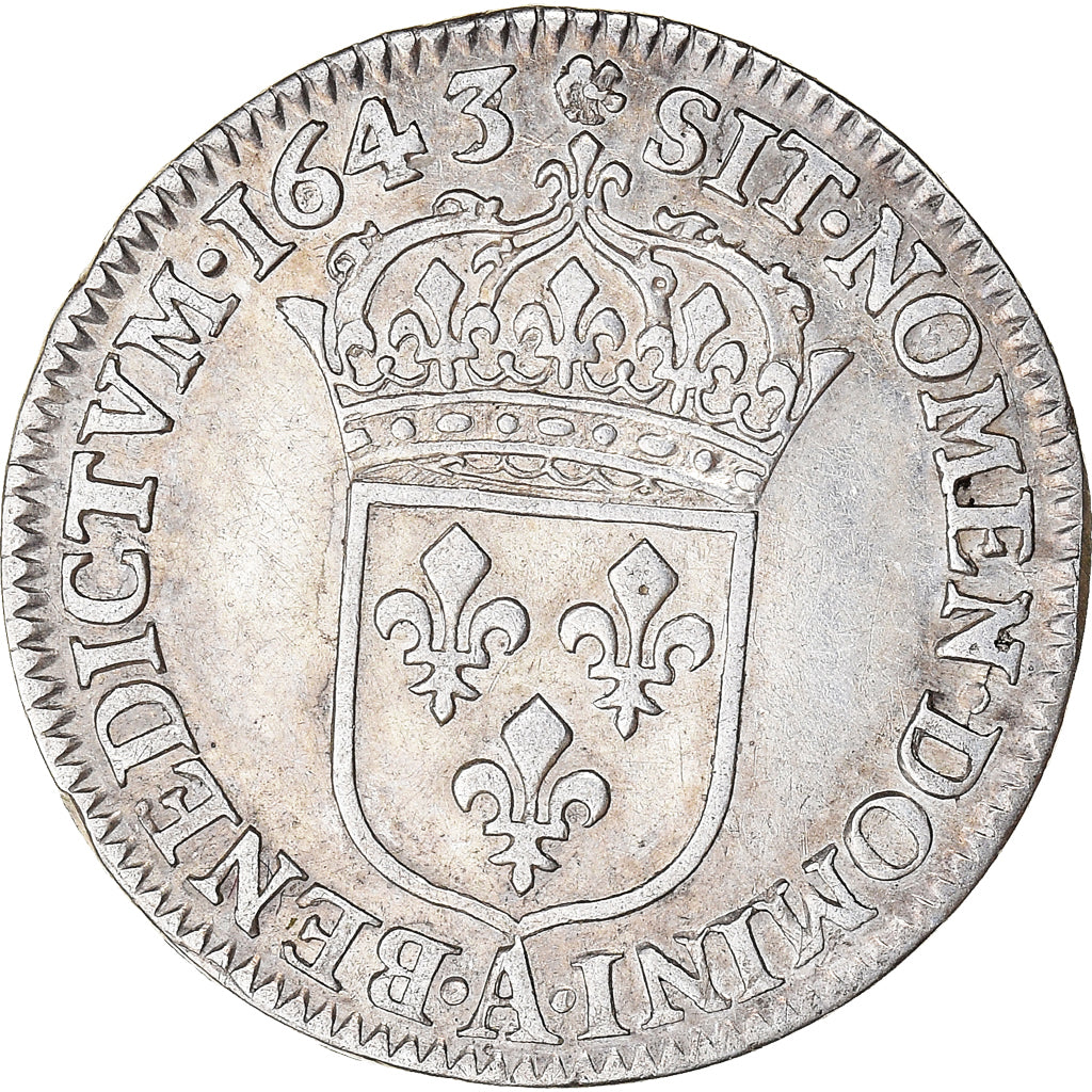 Coin, France, Louis XIII, 1/12 Ecu, 1643, Paris, VF(30-35), Silver, Gadoury:46