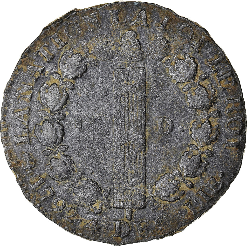 Coin, France, 12 deniers françois, 12 Deniers, 1792, Paris, AU(50-53), Bronze