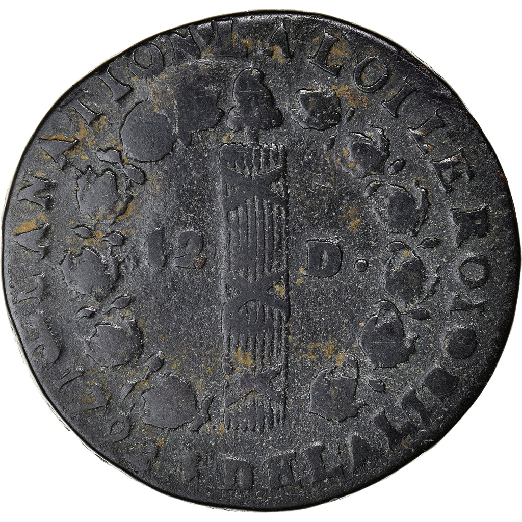 Coin, France, 12 deniers françois, 12 Deniers, 1792, Perpignan, EF(40-45)