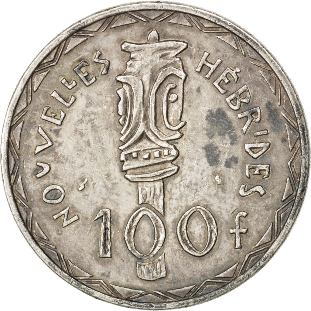 NEW HEBRIDES, 100 Francs, 1966, Paris, KM #1, EF(40-45), Silver, 36, 24.91