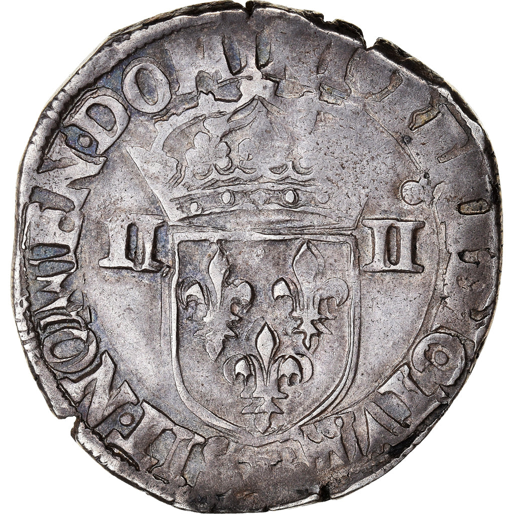 Coin, France, Charles X, 1/4 Ecu, 1590, Nantes, EF(40-45), Silver, Sombart:4670