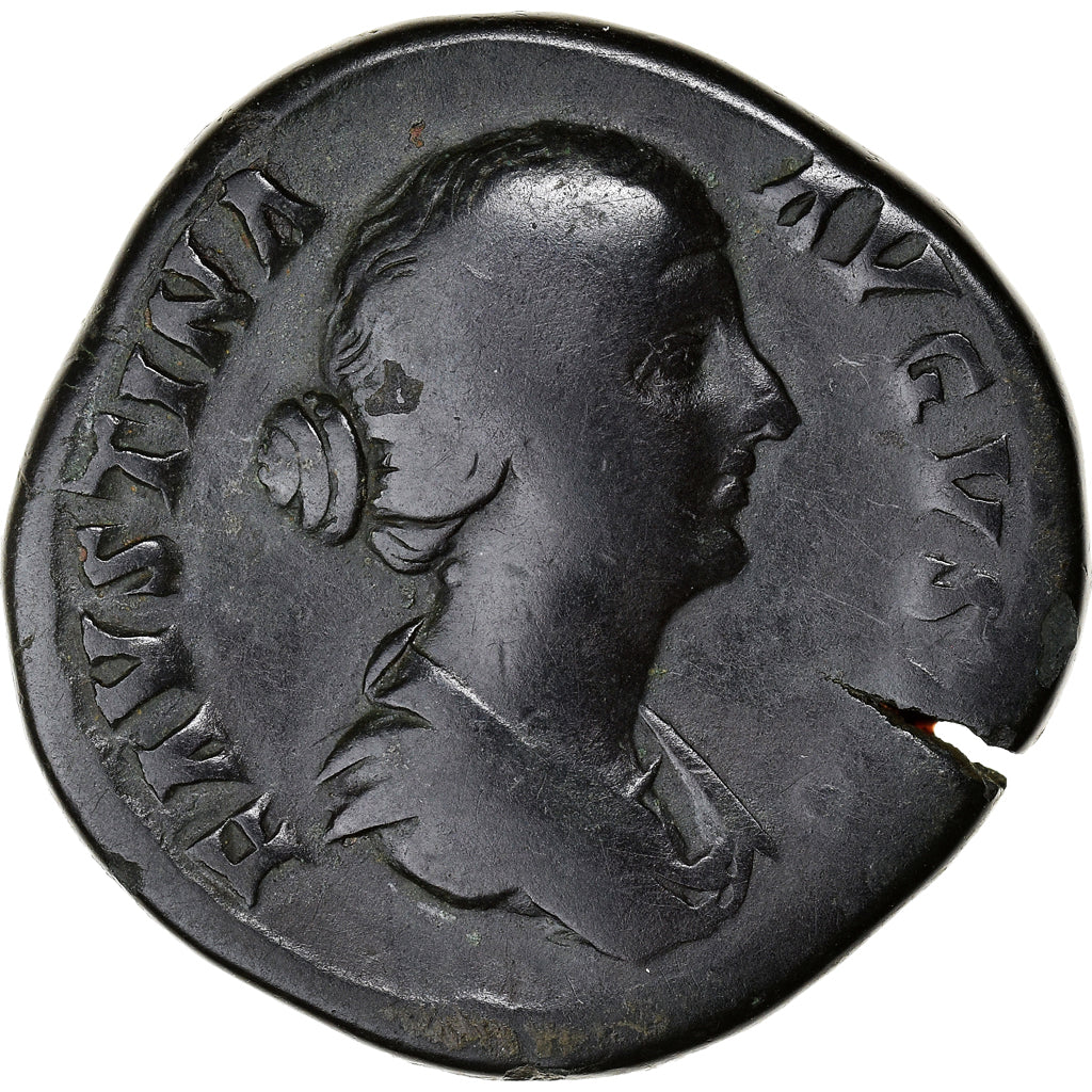 Moneta, Faustina II, Sestertius, 161-176, Rome, VF(30-35), Brązowy, RIC:1635