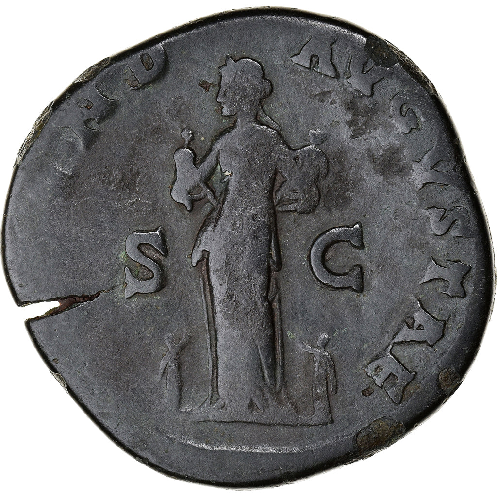 Moneta, Faustina II, Sestertius, 161-176, Rome, VF(30-35), Brązowy, RIC:1635