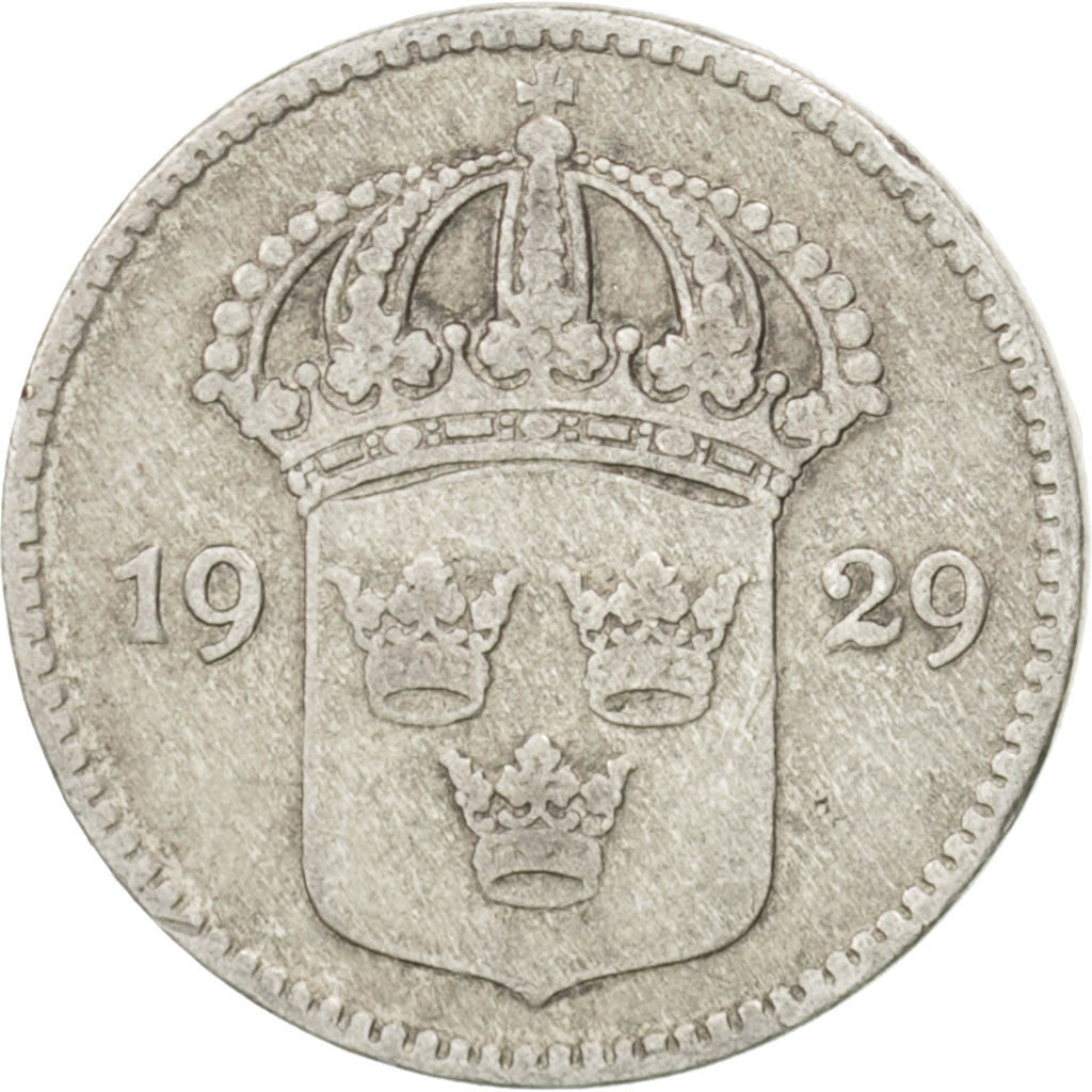 Coin, Sweden, Gustaf V, 10 Öre, 1929, EF(40-45), Silver, KM:780