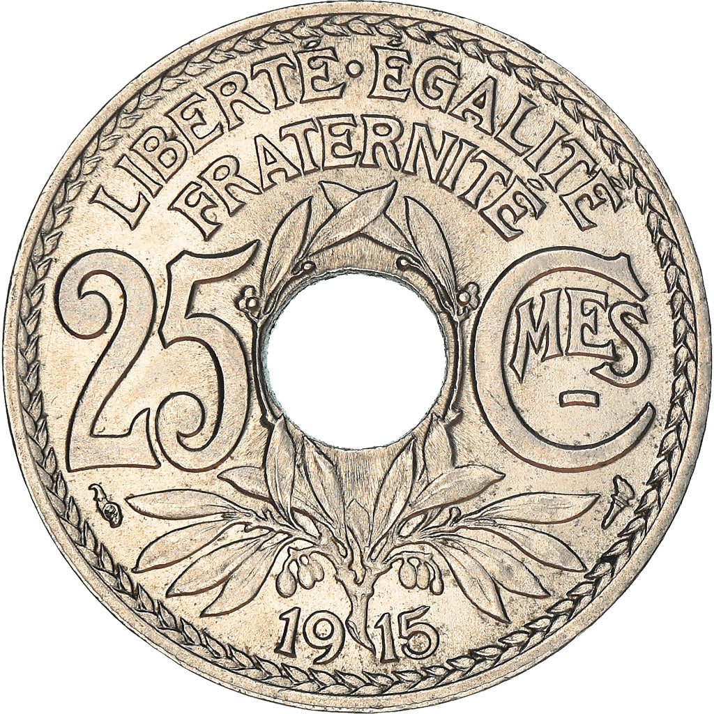 Moneda, Francia, Lindauer, 25 Centimes, 1915, MBC+, Níquel, KM:867, Gadoury:379