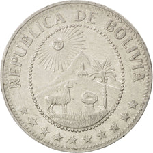 BOLIVIA, 50 Centavos, 1967, KM #190, EF(40-45), Nickel Clad Steel, 24, 3.99