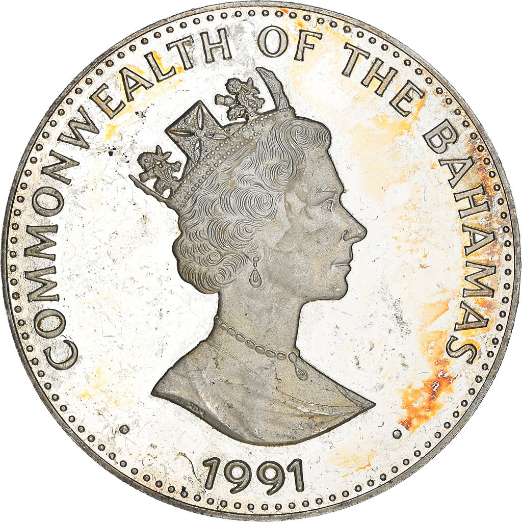 Coin, Bahamas, Elizabeth II, 5 Dollars, 1991, Franklin Mint, Proof, MS(65-70)