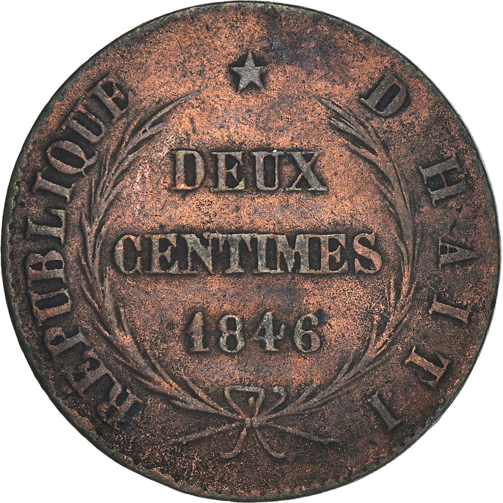 Coin, Haiti, 2 Centimes, 1846, AU(50-53), Copper, KM:27.2